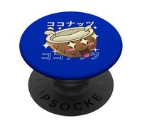 Joli Personnage de Noix de Coco Texte Japonais Kawaii PopSockets PopGrip Adhésif
