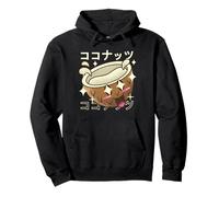 Joli Personnage de Noix de Coco Texte Japonais Kawaii Sweat à Capuche
