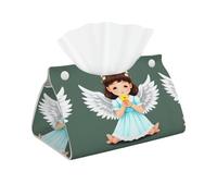 Joli petit ange long sac à mouchoirs en cuir, double face, imperméable et durable