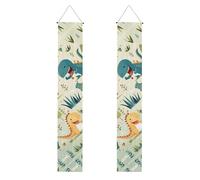 Joli petit bébé dinosaure imprimé bannière de porche de remise de diplôme, panneau avant, drapeaux à suspendre, décorations de fête, pour porte extérieure et intérieure