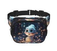 Joli petit bonhomme de neige dans la forêt carré double couche avec bandoulière réglable - Sac banane de voyage - Parfait pour les sports de plein air, noir, One Size