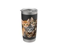 Joli petit chat jouant à construire un mur pour les amoureux des chatons Gobelet isotherme en acier inoxydable double paroi