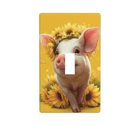 Joli petit cochon avec tournesols - Plaque murale décorative pour cuisine, ferme, chambre à coucher, salle de bain