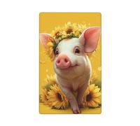 Joli petit cochon avec tournesols - Plaque murale vierge pour interrupteur - Décoration pour cuisine, salle de bain - Dimensions : 11,4 x 7 cm