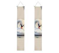 Joli petit cygne imprimé bannière de porche de remise de diplôme, panneau avant, drapeaux à suspendre, décorations de fête, pour porte extérieure et intérieure