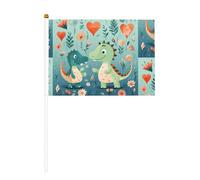Joli petit dinosaure bébé 6 pièces imprimé double face drapeau à main 14 x 20,8 cm, adapté pour les activités d'équipe encourageant