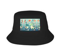 Joli petit dinosaure bébé adulte chapeau seau chapeau de protection solaire chapeau de pêcheur imprimé chapeau de pêcheur chapeau de pêche pour femmes hommes, noir, taille unique