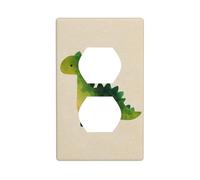 Joli petit dinosaure vert minimaliste couvercle de prise de courant décoratif 1 gang plaque murale pour cuisine, salle de bain, taille 7 x 11,4 cm