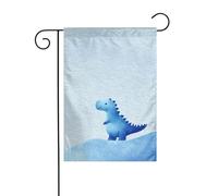 Joli petit drapeau de jardin dinosaure bleu 30 x 45 cm vertical double face ferme vacances décorations extérieures drapeau cour drapeau