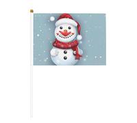 Joli petit drapeau de Noël avec bonhomme de neige pour jeux sportifs et festivals, décoration de défilé 14 x 20,8 cm