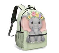 Joli petit éléphant imprimé floral sac à dos 40,6 cm rose aquarelle nuages paillettes or rêve pastel illustration esthétique sac de voyage, 09, L, Décontracté