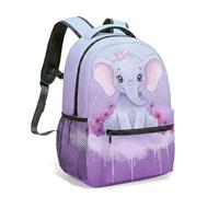 Joli petit éléphant imprimé floral sac à dos 40,6 cm rose aquarelle nuages paillettes or rêve pastel illustration esthétique sac de voyage, 02, L, Décontracté
