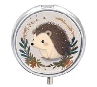 Joli petit hérisson - 3 compartiments - Pilulier de voyage avec miroir - Portable - Pour poche ou sac à main - Boîte à médicaments hebdomadaire - Pour médicaments quotidiens
