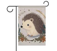 Joli petit hérisson drapeau de jardin d'été double face 30,5 x 45,7 cm drapeaux de jardin printemps soleil drapeaux de jardin saisonnier bienvenue drapeau extérieur décoration