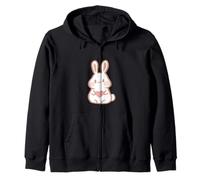 Joli Petit Lapin Pelucheux avec Un Motif en Forme de cœur Rose Sweat à Capuche
