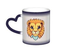Joli petit lion bleu de dessin animé. C'est une tasse qui change de couleur, noir pour le froid et blanc pour chaud, et plus durable après le lavage à la main. Pyjama pour femme à manches courtes