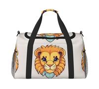 Joli petit lion de dessin animé. C'est un sac de voyage à main avec une grande capacité et multifonctionnel, un incontournable pour les voyages en plein air