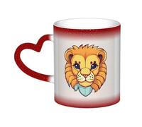 Joli petit lion rouge de dessin animé. C'est une tasse qui change de couleur, noir pour le froid et blanc pour chaud, et plus durable après le lavage à la main. Pyjama pour femme à manches courtes