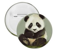 Joli petit panda en fer blanc - Broche ronde personnalisée - Convient pour les enseignants, les infirmières, les médecins, le personnel, les cadeaux de fête, 1PCS, Plastique, Plastiques