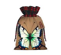 Joli petit papillon imprimé Noël sacs à cordon de serrage, sacs réutilisables pour friandises de vacances pour cadeaux S