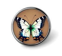 Joli petit papillon rond en métal personnalisé pour vêtements, sacs, chapeaux, broches humoristiques imprimées, décorations de fête, accessoires pour homme et femme