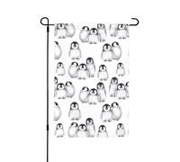 Joli petit pingouin en hiver, drapeau de jardin d'été double face de 12 x 18 pouces pour l'extérieur