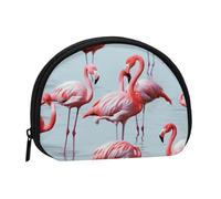 Joli petit porte-monnaie amusant avec imprimé flamants roses pour un usage quotidien et des cadeaux, Noir , Taille unique, Pochette à monnaie
