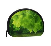 Joli petit porte-monnaie vert avec imprimé nature pour un usage quotidien et des cadeaux, Noir , Taille unique, Pochette à monnaie