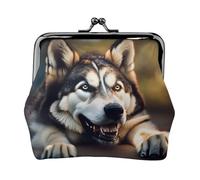 Joli petit portefeuille husky pour femme, porte-monnaie pour femme, petit portefeuille pour femme, avec fermeture éclair et verrou, noir, One Size, Art déco