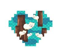 Joli petit raton laveur imprimé brique puzzle en forme de cœur pour la Saint-Valentin, anniversaire, mariage