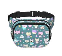 Joli petit renard imprimé tendance, sac banane de randonnée, sac à bandoulière carré double couche de voyage et de remise en forme