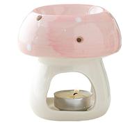 Joli photophore en céramique en forme de champignon - Brûleur d'huiles essentielles - Diffuseur d'aromathérapie pour Noël, maison, bureau (rose)
