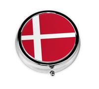 Joli pilulier - Design personnalisé unique, boîte à médicaments facile à transporter, 1 jour AM PM, petit distributeur de pilules portable pour un usage quotidien drapeau danois