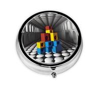 Joli pilulier - Design personnalisé unique, boîte à médicaments facile à transporter, 1 jour AM PM, petit distributeur de pilules portable pour un usage quotidien, rendu 3D noir et blanc