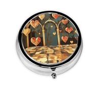 Joli pilulier - Design personnalisé unique, boîte à médicaments facile à transporter, 1 jour AM PM, petit distributeur de pilules portable pour un usage quotidien, suivi romantique des chemins