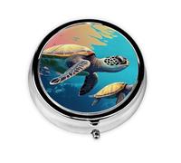 Joli pilulier - Design personnalisé unique, boîte à médicaments facile à transporter, 1 jour AM PM, petit distributeur de pilules portable pour un usage quotidien Motif tortue comique