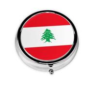 Joli pilulier - Design personnalisé unique, boîte à médicaments facile à transporter, 1 jour AM PM, petit distributeur de pilules portable pour un usage quotidien Drapeau du Liban