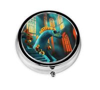 Joli pilulier - Design personnalisé unique, boîte à médicaments facile à transporter, 1 jour AM PM, petit distributeur de pilules portable pour un usage quotidien, déformateur hippocampe