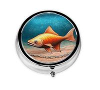 Joli pilulier - Design personnalisé unique, boîte à médicaments facile à transporter, 1 jour AM PM, petit distributeur de pilules portable pour un usage quotidien poisson rouge dans l'eau