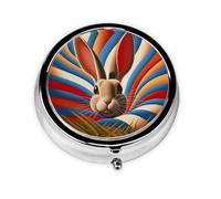 Joli pilulier - Design personnalisé unique, boîte à médicaments facile à transporter, 1 jour AM PM, petit distributeur de pilules portable pour un usage quotidien, lapin punk