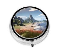 Joli pilulier - Design personnalisé unique, boîte à médicaments facile à transporter, 1 jour matin et soir, petit distributeur de pilules portable pour un usage quotidien, île d'été, plage