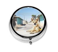 Joli pilulier - Design personnalisé unique, boîte à médicaments facile à transporter, 1 jour matin et soir, petit distributeur de pilules portable pour un usage quotidien chien rural chinois