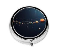 Joli pilulier - Design personnalisé unique, boîte à médicaments facile à transporter, 1 jour matin et soir, petit distributeur de pilules portable pour un usage quotidien, belles planètes de l'univers