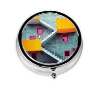 Joli pilulier - Design personnalisé unique, boîte à médicaments facile à transporter, 1 jour matin et soir, petit distributeur de pilules portable pour un usage quotidien, architecture colorée