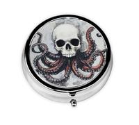 Joli pilulier - Design personnalisé unique, boîte à médicaments facile à transporter, 1 jour matin et soir, petit distributeur de pilules portable pour un usage quotidien, demi-crâne, moitié visage