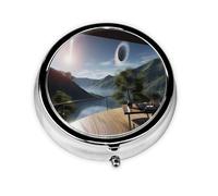 Joli pilulier - Design personnalisé unique, boîte à médicaments facile à transporter, 1 jour matin et soir, petit distributeur de pilules portable pour un usage quotidien, ceinture d'astéroïdes longue