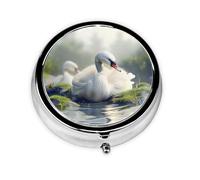 Joli pilulier - Design personnalisé unique, boîte à médicaments facile à transporter, 1 jour matin et soir, petit distributeur de pilules portable pour un usage quotidien cygne élégant