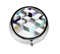 Joli pilulier - Design personnalisé unique, boîte à médicaments facile à transporter, 1 jour matin et soir, petit distributeur de pilules portable pour un usage quotidien, rendu 3D, bloc abstrait