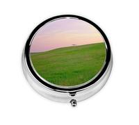 Joli pilulier - Design personnalisé unique, boîte à médicaments facile à transporter, 1 jour matin et soir, petit distributeur de pilules portable pour un usage quotidien, une colline couverte d'herbe