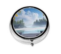 Joli pilulier - Design personnalisé unique, boîte à médicaments facile à transporter, 1 jour matin et soir, petit distributeur de pilules portable pour un usage quotidien, été, soleil, plage